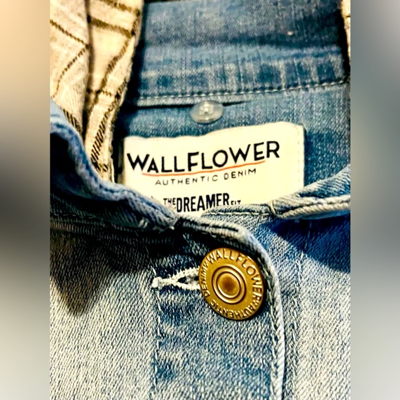 Wallflower Authentic Denim Top, with Built-in Flannel Hood, Size XL - Picture 4 of 9